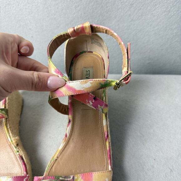 Steve Madden Montauk Espadrille Platform Wedge Sandals Floral Fabric Size 8.5 - Picture 2 of 12
